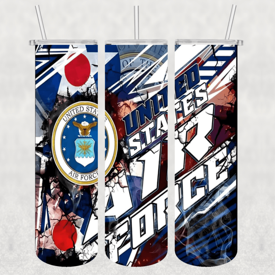 U.S. Airforce 20 oz Skinny Tumbler Transfer
