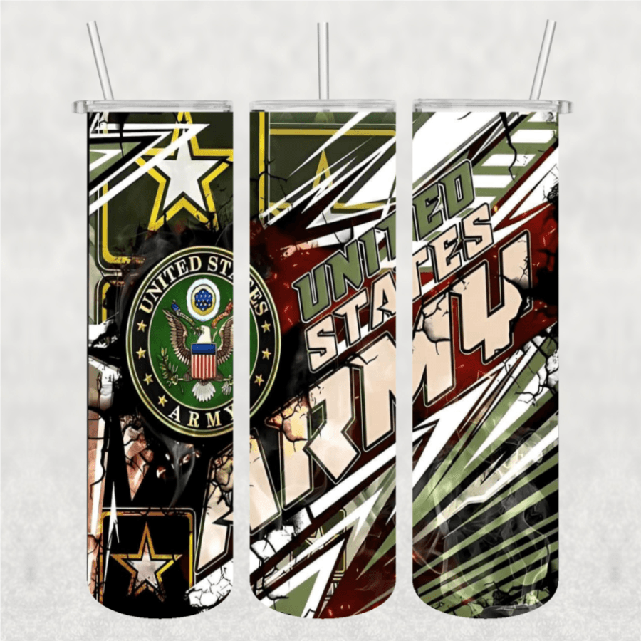 Army 20 oz Skinny Tumbler Transfer