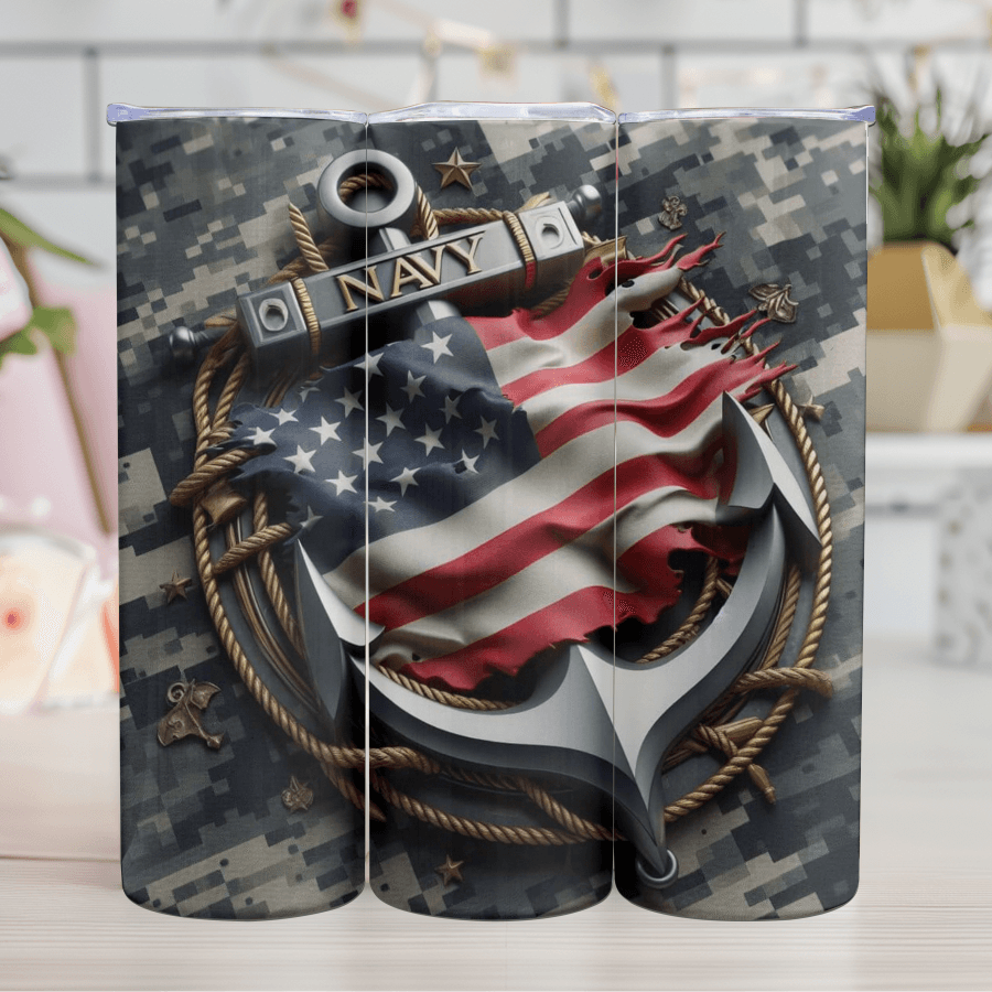 U.S.Navy Anchor 20 oz Skinny Tumbler Transfer