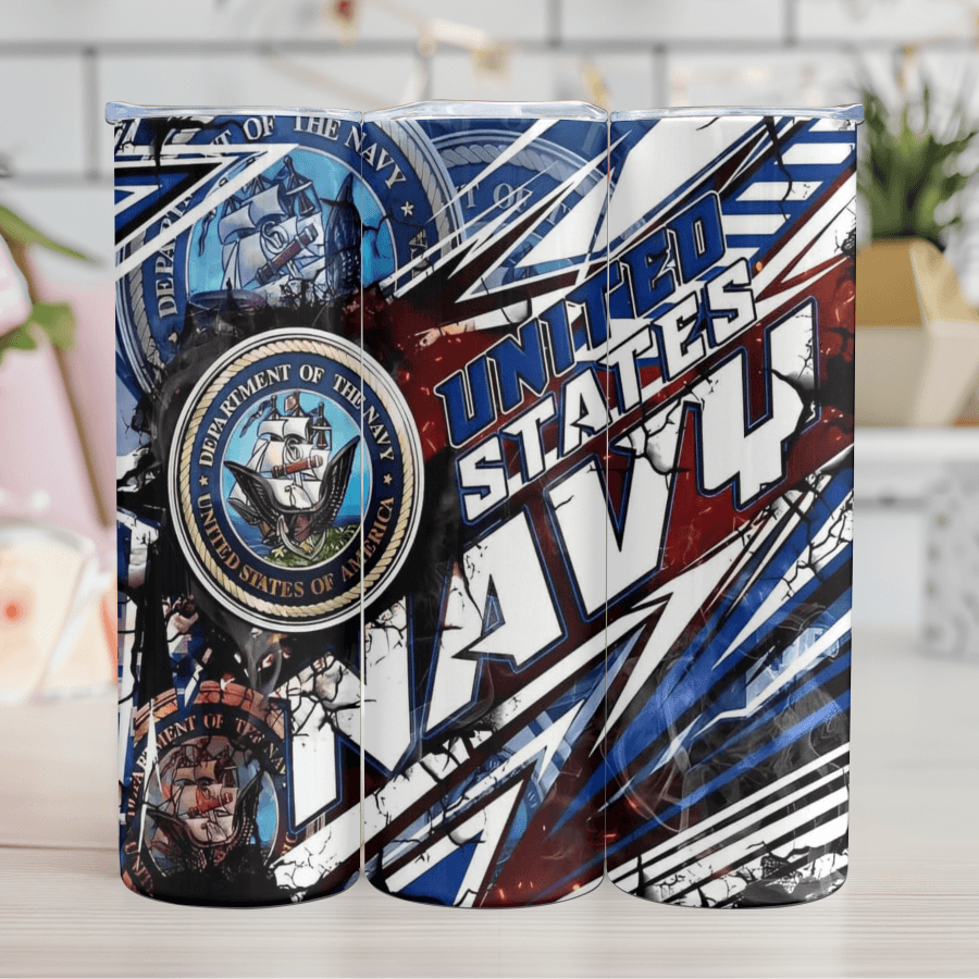 U.S. Navy 20 Oz Skinny tumbler tansfer