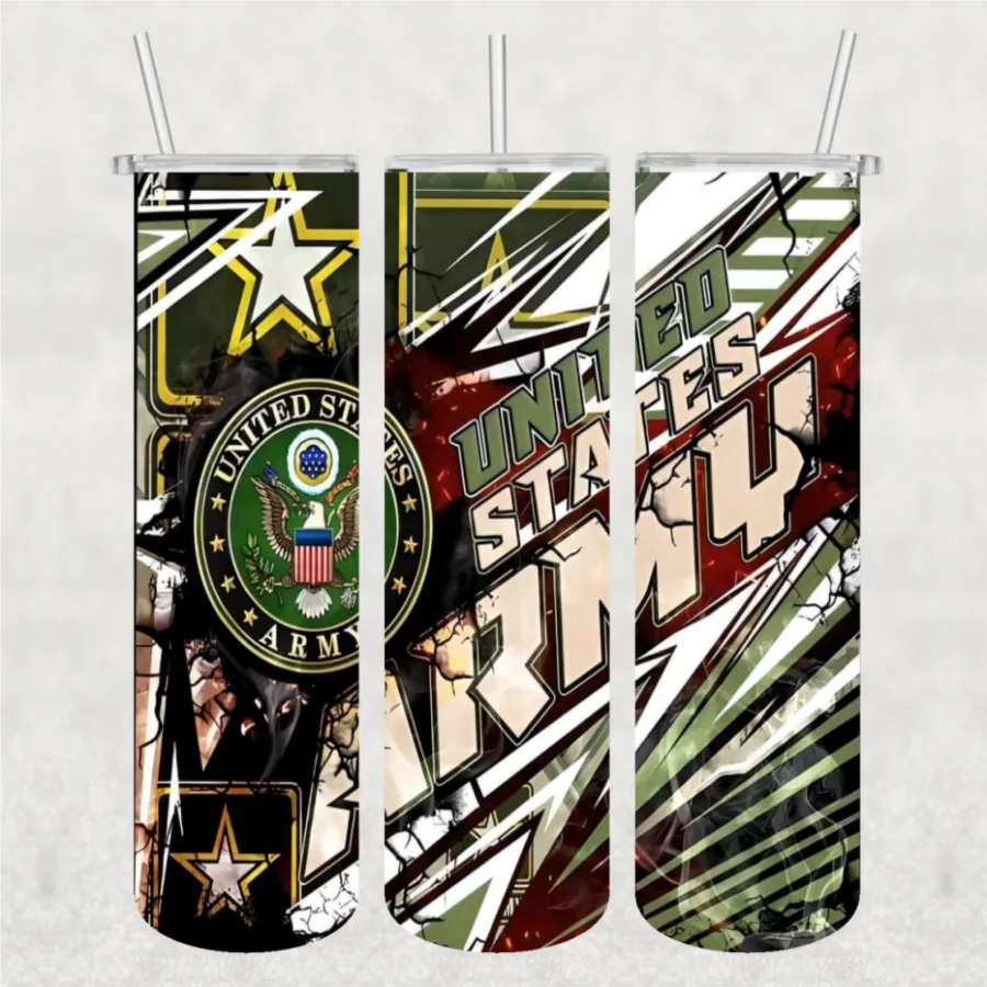 Army 20 oz Skinny Tumbler Transfer