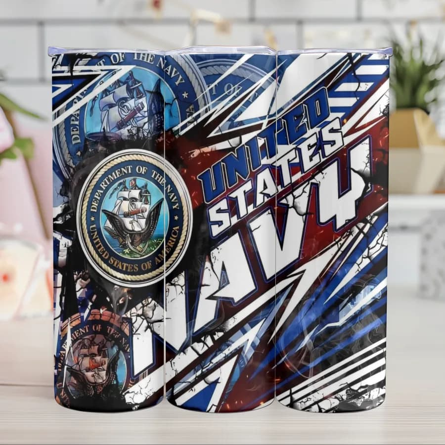 U.S. Navy 20 Oz Skinny tumbler tansfer