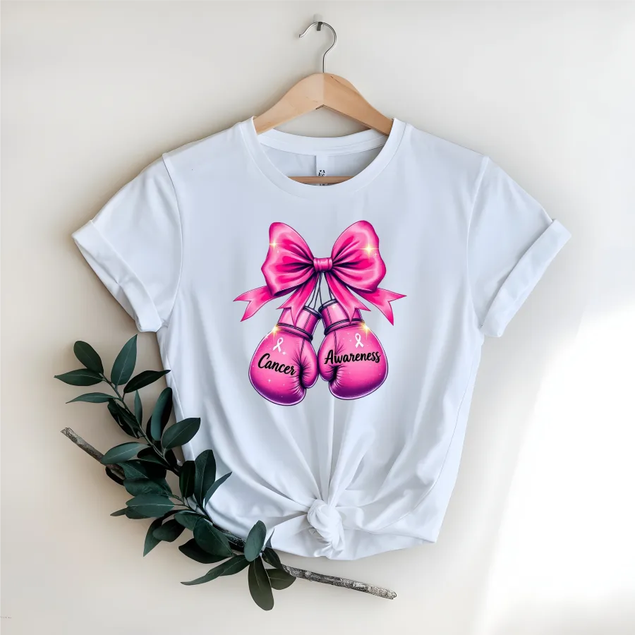 Ribbon Gloves DTF Breast Cancer Awareness Transfer